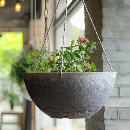 LA JOLIE MUSE Hanging Planter Baskets for Outdoor Plants, Set of 2, 13 Inch - color: Marble Pattern
