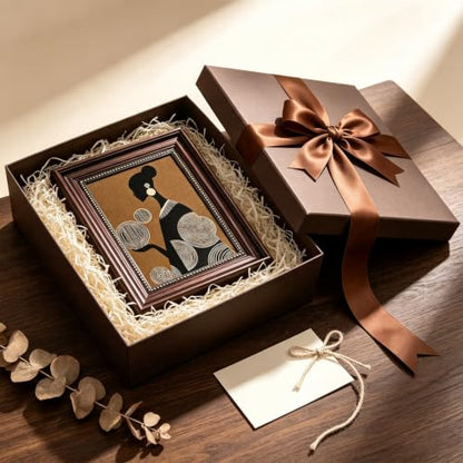 Dark Brown Framed African American Women Canvas Wall Art 9x11 in - color: Geometric Girl 1, size: 11"L x 9"W