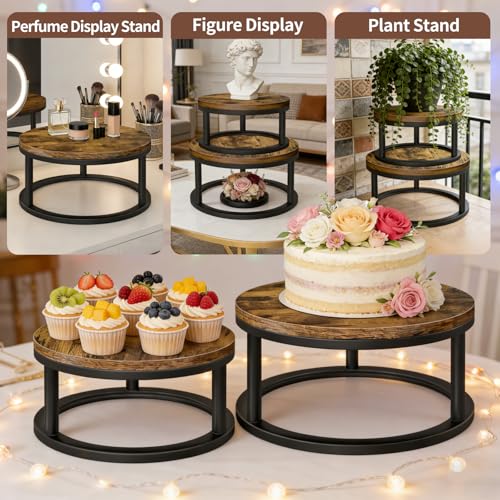 2 Pack Rustic Round Cake Stand Set, 10/12 Inch Cupcake Pedestal Stands - size: 2 Pack