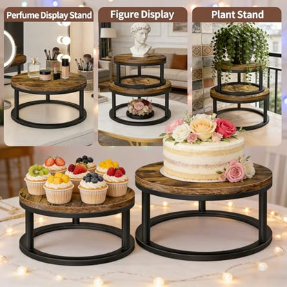 2 Pack Rustic Round Cake Stand Set, 10/12 Inch Cupcake Pedestal Stands - size: 2 Pack