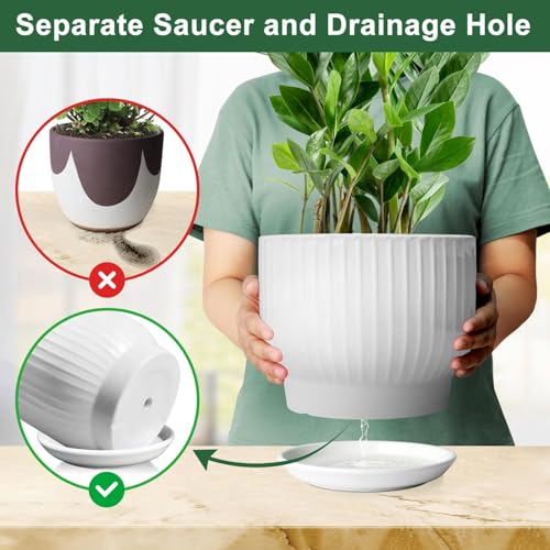 8 Inch Ceramic Plant Pot,White - color: Pure White, size: 8 Inch(1 PCS)