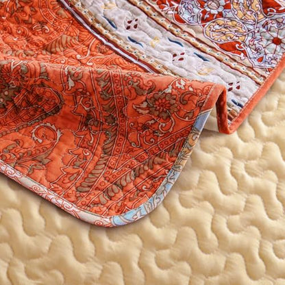 Exclusivo Mezcla 60"x 80" Boho Quilted Throw Blanket, Striped Quilt Throw - color: Bohemian Brick-red, size: 60 x 80 inch