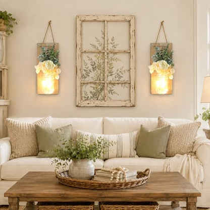 Rustic Wall Hangings Set of 2, XL Jacobean - color: 13.4"H Jacobean + Rose
