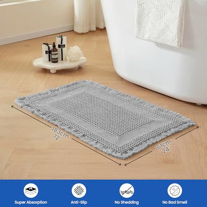 Waffle Bathroom Rugs Non Slip Quick-Dry Hallway Bedroom Light Gray - color: Light Gray, size: 2' x 6'