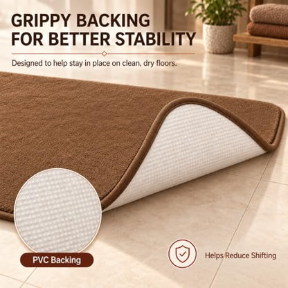RUN HELIX Bathroom Rugs Sets 3 Piece, Soft Absorbent Memory Foam Bath Mats Set, Dry Fast Bath Mat, Machine Washable Bath Rug Set for Bathroom （Chocolate） - color: Brown