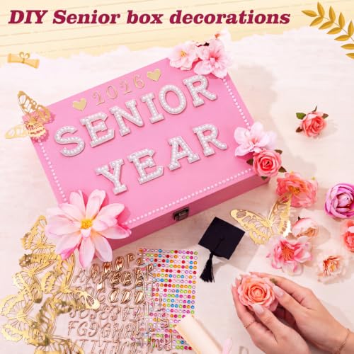 Yousoontic 2027 Senior Memory Keepsake Box and DIY Accessories,Pink - color: Pink