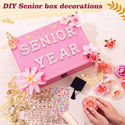 Yousoontic 2027 Senior Memory Keepsake Box and DIY Accessories,Pink - color: Pink