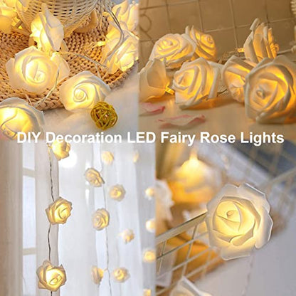 echosari Rose Fairy Lights Battery Operated 15Ft Warm White - color: Warm White, size: Rose