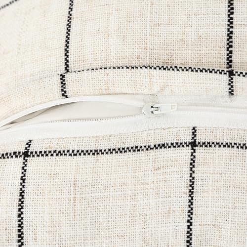 Pure Linen Plaid Throw Pillow Covers 20x20, Set of 2, White - color: White, size: 20x20inch