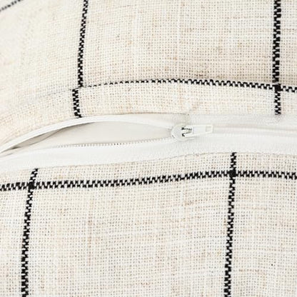 Pure Linen Plaid Throw Pillow Covers 20x20, Set of 2, White - color: White, size: 20x20inch