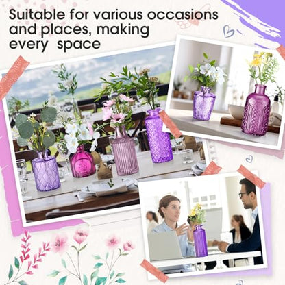 Yaomiao 30 Pcs Glass Bud Vases Centerpieces, Purple Series - color: Purple Series