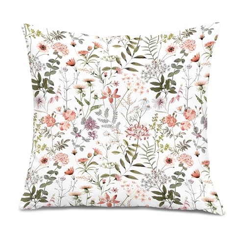 Nature 와일드 플로럴 보태니컬 베개 커버 45.7 x 45.7cm(18 x 18인치), 꽃 방 장식, 소박한 코티지 코어 야생화 식물 장식 쿠션 커버 침실 거실 홈 오피스 - color: 색상 06
