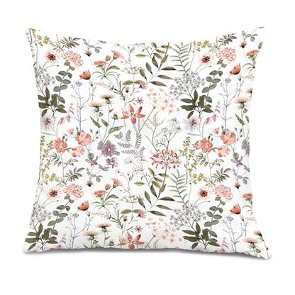 Nature 와일드 플로럴 보태니컬 베개 커버 45.7 x 45.7cm(18 x 18인치), 꽃 방 장식, 소박한 코티지 코어 야생화 식물 장식 쿠션 커버 침실 거실 홈 오피스 - color: 색상 06