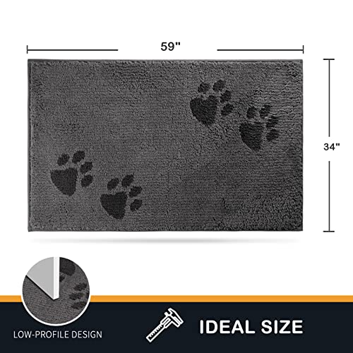 PURRUGS Dirt Trapping Door Mat Indoor Entrance, 34" x 59", Grey - color: Grey, size: 34" X 59"