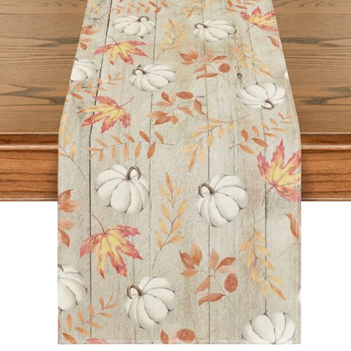 Artoid Mode 210 GSM Fall Table Runner Home Party Decor 13x90 Inch - color: Beige, size: 13" x 90", Table Runner