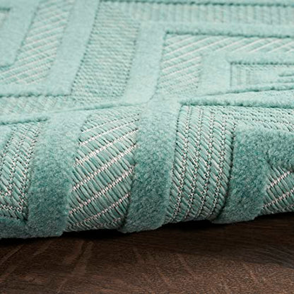 Nourison Home Versatile Aqua Teal 4' x 6' Area Rug - Easy Clean, Non Shedding, Bed Room, Living Room, Dining Room, Kitchen (4' x 6') - color: Aqua Teal, size: 4' x 6' (Rectangular)