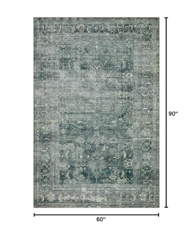 Loloi Magnolia Home Banks Blue/Lagoon 5'-0" x 7'-6" Area Rug - color: Blue / Lagoon, size: 5' x 7'6" (Rectangular)