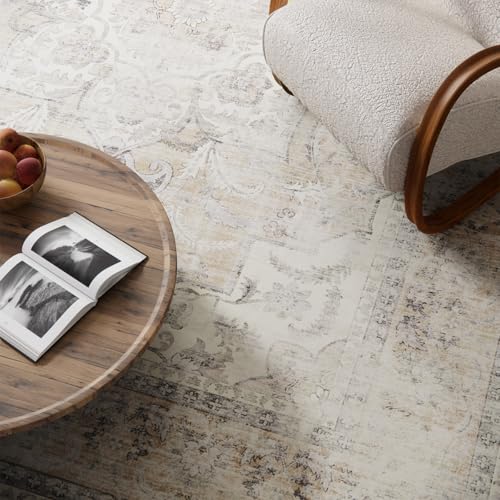 Washable Living Room Area Rug: 4x6 Bedroom Rug Non Slip Soft Boho Carpet - color: Beige White and Black, size: 4' x 6' (Rectangular)