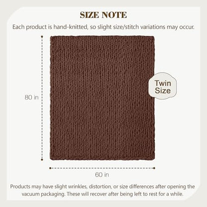 Carriediosa Chunky Knit Throw Blanket 60 x 80, 100% Hand Made, Cocoa Brown - color: Cocoa Brown, size: 60" X 80"