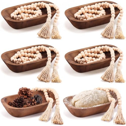 LemonRoad 12 Pcs Wooden Dough Bowl Making Wood Beads Table