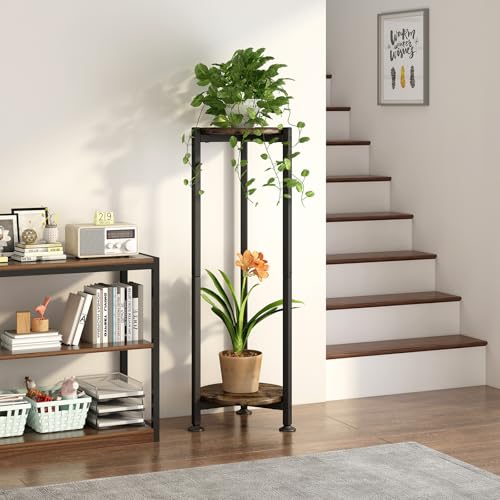 2 Tier Plant Stand Indoor Corner Tall Round Shape Plant Shelf