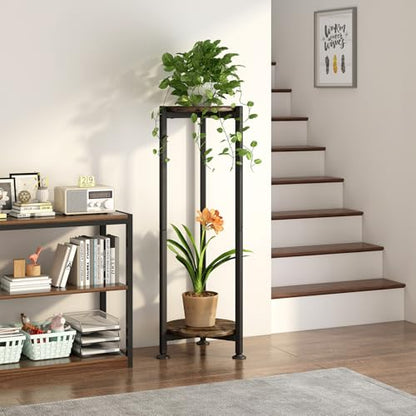 2 Tier Plant Stand Indoor Corner Tall Round Shape Plant Shelf
