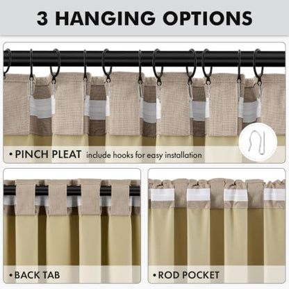 MIULEE 100% Blackout Linen Curtains 42 x 108 Inch Copper Brown 2 Panel - color: Copper Brown, size: 42"W x 108"L (Pack of 2)