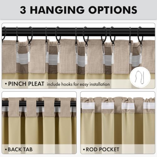 MIULEE 100% Blackout Linen Curtains 42 x 63 Inch Copper Brown 2 Panels - color: Copper Brown, size: 42"W x 63"L (Pack of 2)