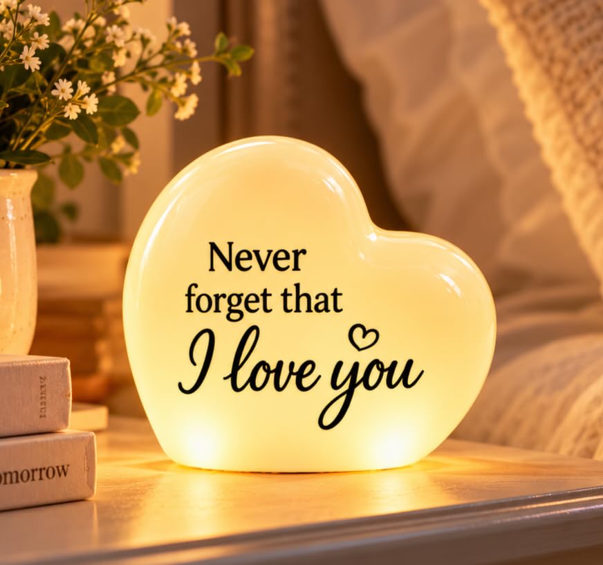 Gifts for Daughter from Mom Dad, “Never Forget That I Love You” Heart LED Light, Meaningful Gifts for Daughter, Son, Mom, Grandma, Wife, Girlfriend, Birthday Christmas Valentine’s Day Gifts - color: Love