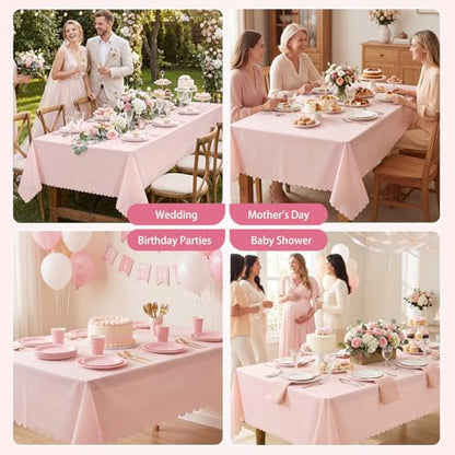 NatNarr 10 Pcs Plastic Light Pink Tablecloths, Scalloped Table Cloths - color: Light Pink, size: 10 Pack