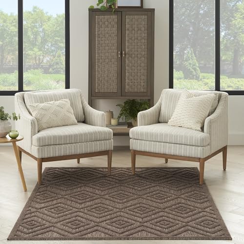 Nourison Home Versatile Brown 6' x 9' Area Rug - Easy Clean, Non Shedding, Bed Room, Living Room, Dining Room, Kitchen (6' x 9') - color: Brown, size: 6' x 9' (Rectangular)