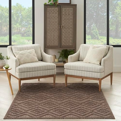 Nourison Home Versatile Brown 6' x 9' Area Rug - Easy Clean, Non Shedding, Bed Room, Living Room, Dining Room, Kitchen (6' x 9') - color: Brown, size: 6' x 9' (Rectangular)