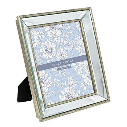 Laura Ashley 8x10 Silver Beveled Mirror Picture Frame Tabletop & Wall Mount - color: Silver, size: 8x10