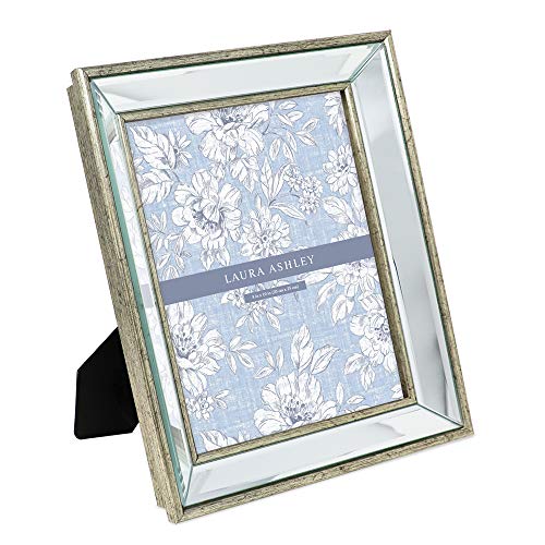 Laura Ashley 8x10 Silver Beveled Mirror Picture Frame Tabletop & Wall Mount - color: Silver, size: 8x10