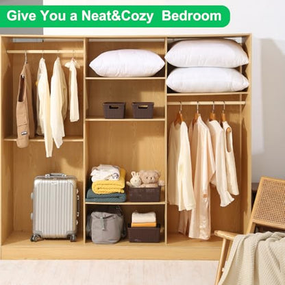 6 Pack Plastic Storage Baskets with Lid,Brown Stackable Bins - color: Brown
