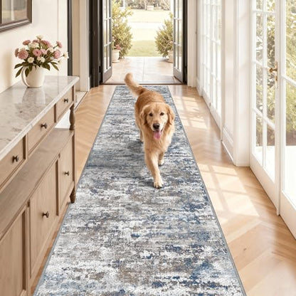 Long Hallway Runner Rug 2.6x12ft Textured Non Slip for Dogs,Multi - color: Abstract-multi, size: 2'7" x 12' (Runner)
