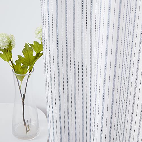 SXZJTEX White Blue Striped Sheer Curtains 84 Inch Living Room Bedroom - color: Blue, size: 40"W x 84"L (Pack of 2)