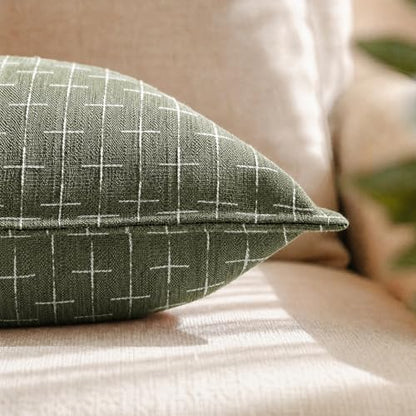 AVOIN colorlife Olive Green Flange Edge Throw Pillow Covers 20x20 Inch 2PC - color: Olive Green, size: 20" x 20" (Pack of 2)