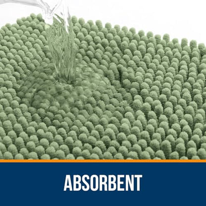OLANLY Toilet Rugs U-Shaped 20x20, Soft Absorbent Chenille Contour Rugs - color: Sage Green, size: 20" X 20" Contour Rug