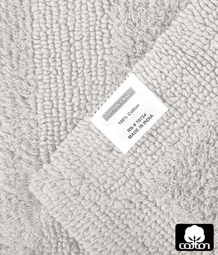 COTTON CRAFT 2 Pack Reversible Bath Mat - Plush Bath Rug - 17x24 - Platinum - color: Platinum, size: 17x24 Inches