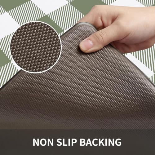 MAYHMYO Anti Fatigue Kitchen Mats for Floor, Cushioned Fresh Green Mat 2PCS - color: Flesh Green