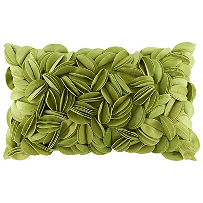 KINGROSE Velvet 3D Flower Lumbar Throw Pillow Cover, Green, 12 x 20 Inches - color: Green - Velvet
