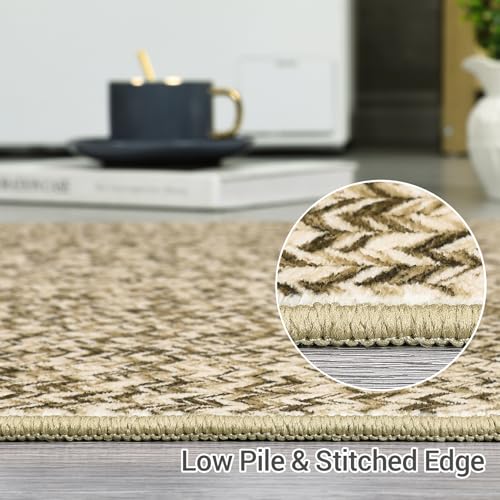 ROYHOME Runner Rug Print Braided Hallway Runner Washable Area Rug - color: Linen, size: 2' x 6' (Rectangular)