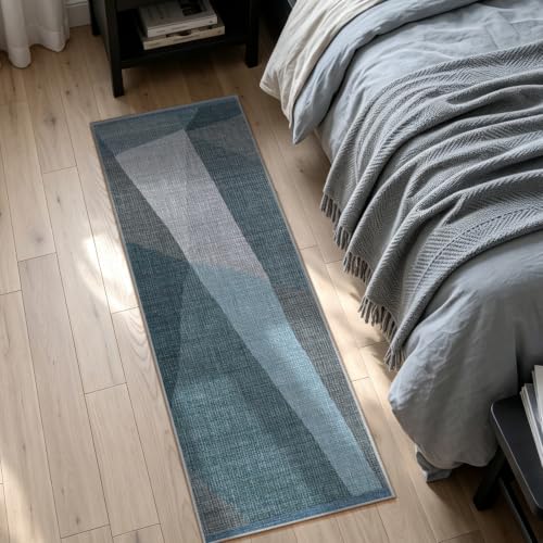 YIHOUSE Hallway Runner Rug, Machine Washable Non-Slip Low Pile,Blue,2x6 ft - color: Blue, size: 2' x 6' (Rectangular)