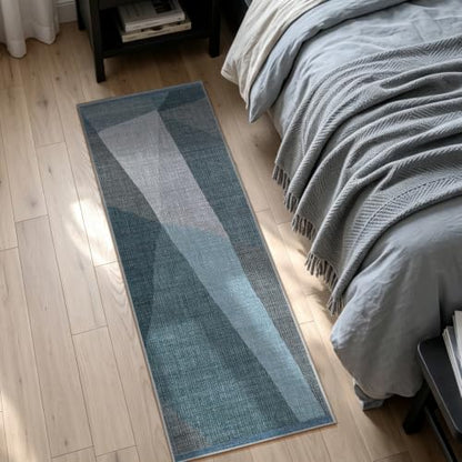 YIHOUSE Hallway Runner Rug, Machine Washable Non-Slip Low Pile,Blue,2x6 ft - color: Blue, size: 2' x 6' (Rectangular)