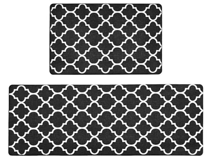 블랙 주방 러그 2개 세트, 43.9cm x 70.1cm(17.3x27.7인치)+43.9x119.9cm - color: 트렐리스-블랙