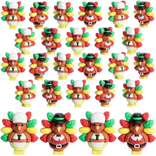 30 Pcs Thanksgiving Mini Turkey Figurines, Miniature Turkey Ornaments - color: Fall, size: 30 Pcs