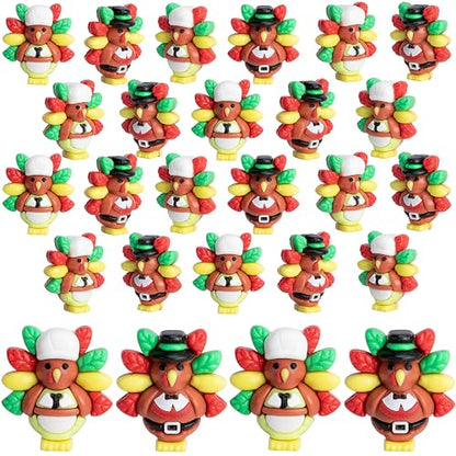 30 Pcs Thanksgiving Mini Turkey Figurines, Miniature Turkey Ornaments - color: Fall, size: 30 Pcs