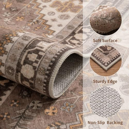 Ciicool 2x3ft Small Area Rug,Washable Boho Thin Mat for Entryway Kitchen - color: Hazel, size: 2' X 3' (Rectangular)