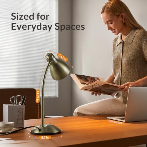 LEPOWER Metal Desk Lamp, Adjustable GooseNeck Reading Light for Bedroom - color: Bronze